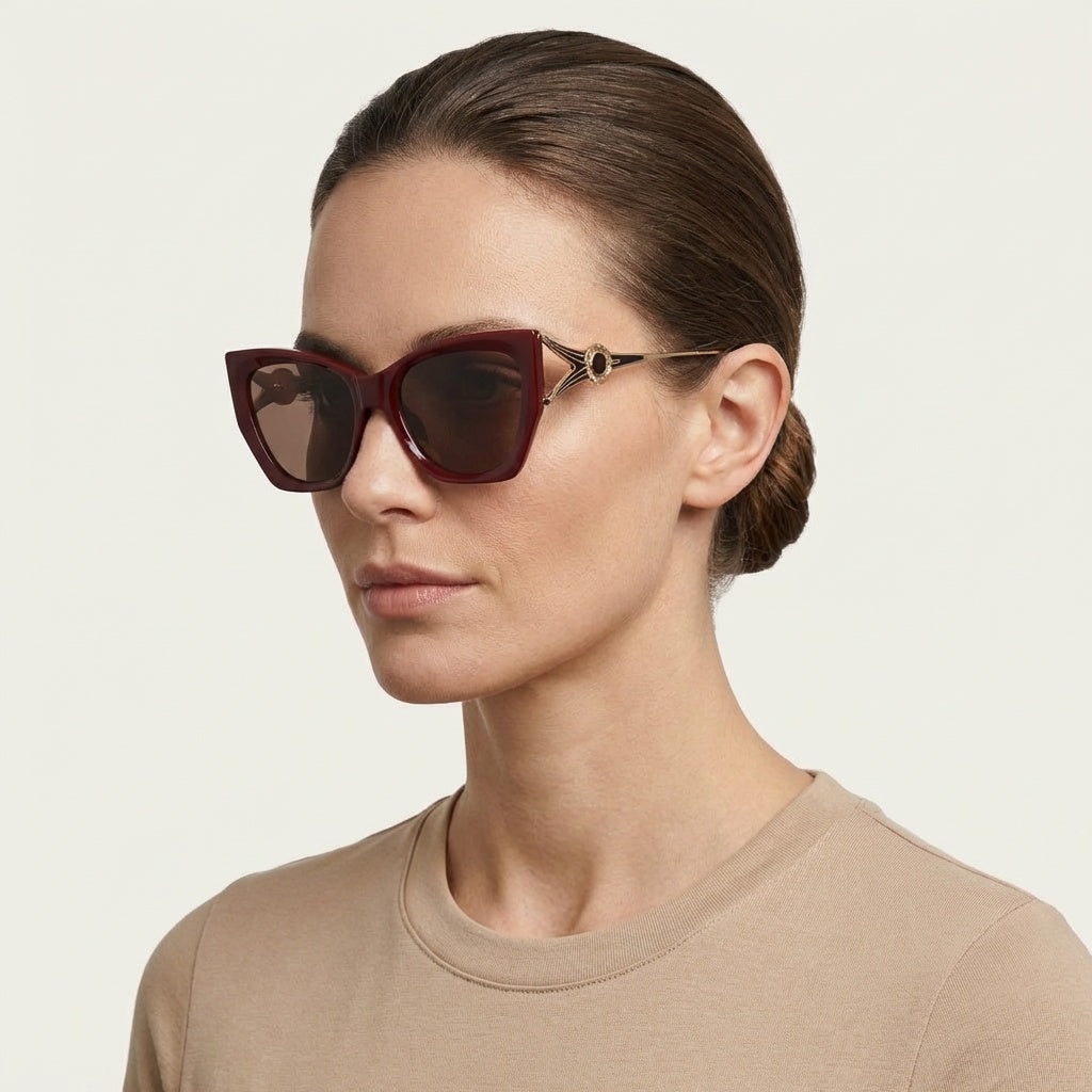 CAT-EYE MAROON SUNGLASSES SUN138 F3007