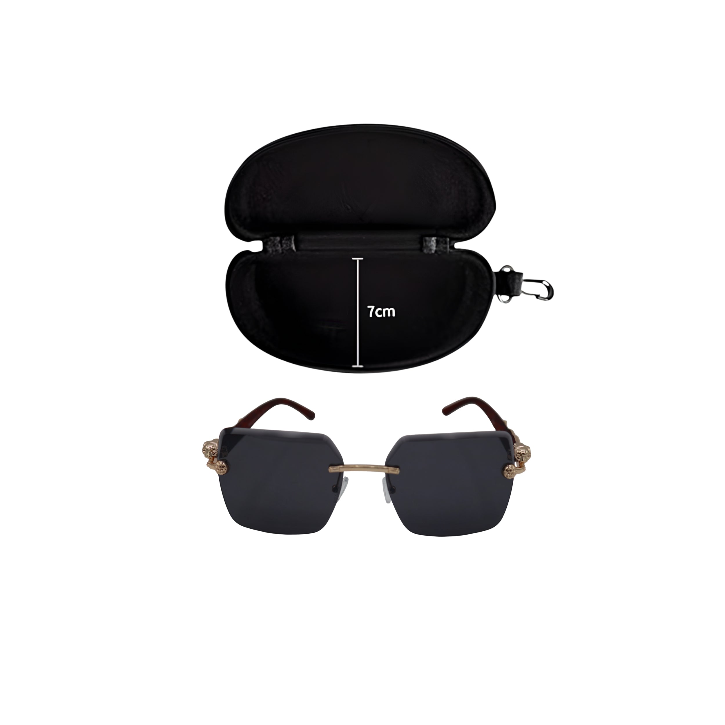SQUARE RIMLESS BLACK SUNGLASSES SUN198 J3054