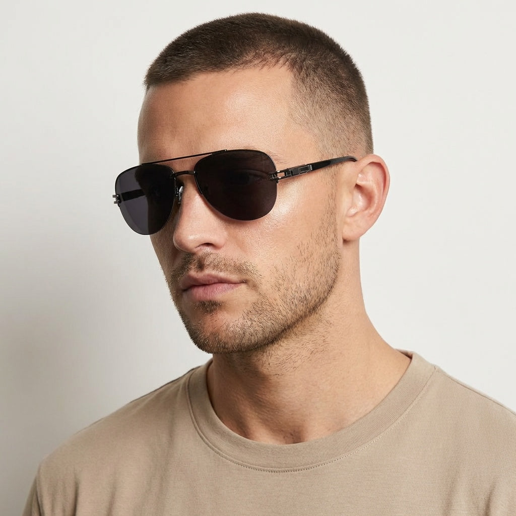 AVIATOR BLACK SUNGLASSES SUN187 J3051