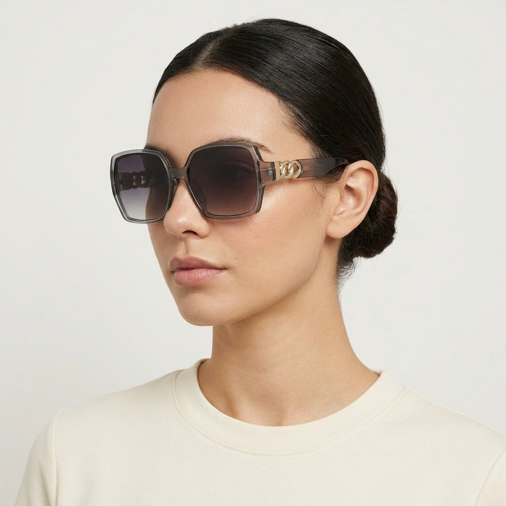SQUARE LIGHT BLACK SUNGLASSES SUN178 F3134