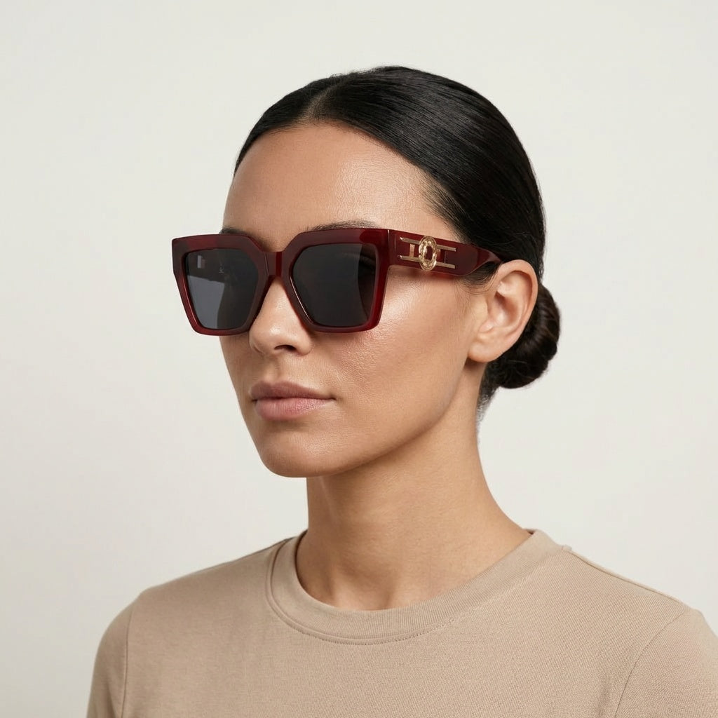 SQUARE MAROON SUNGLASSES SUN166 F3028