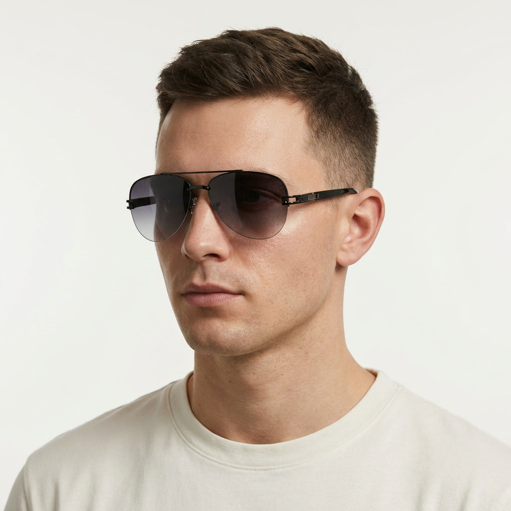 AVIATOR BLACK SUNGLASSES SUN190 J3051