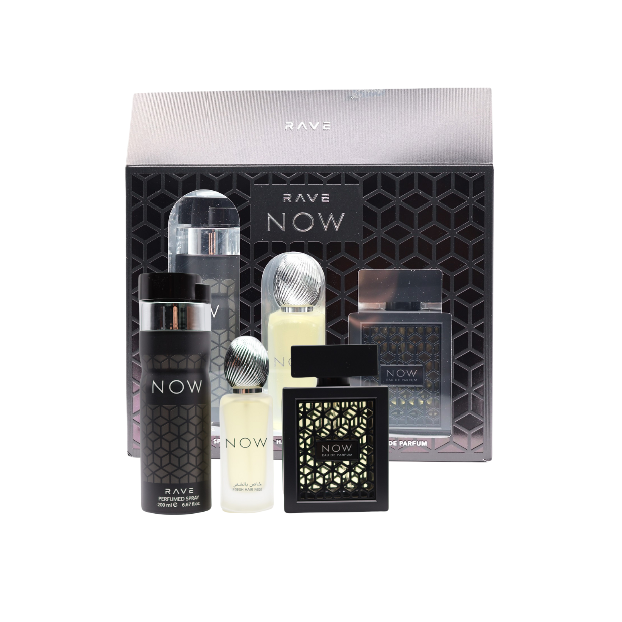 Rave Now Collection Eau De Parfum 3.4FL.OZ, Deoderant 6.67FL.OZ & Hair Mist For Men