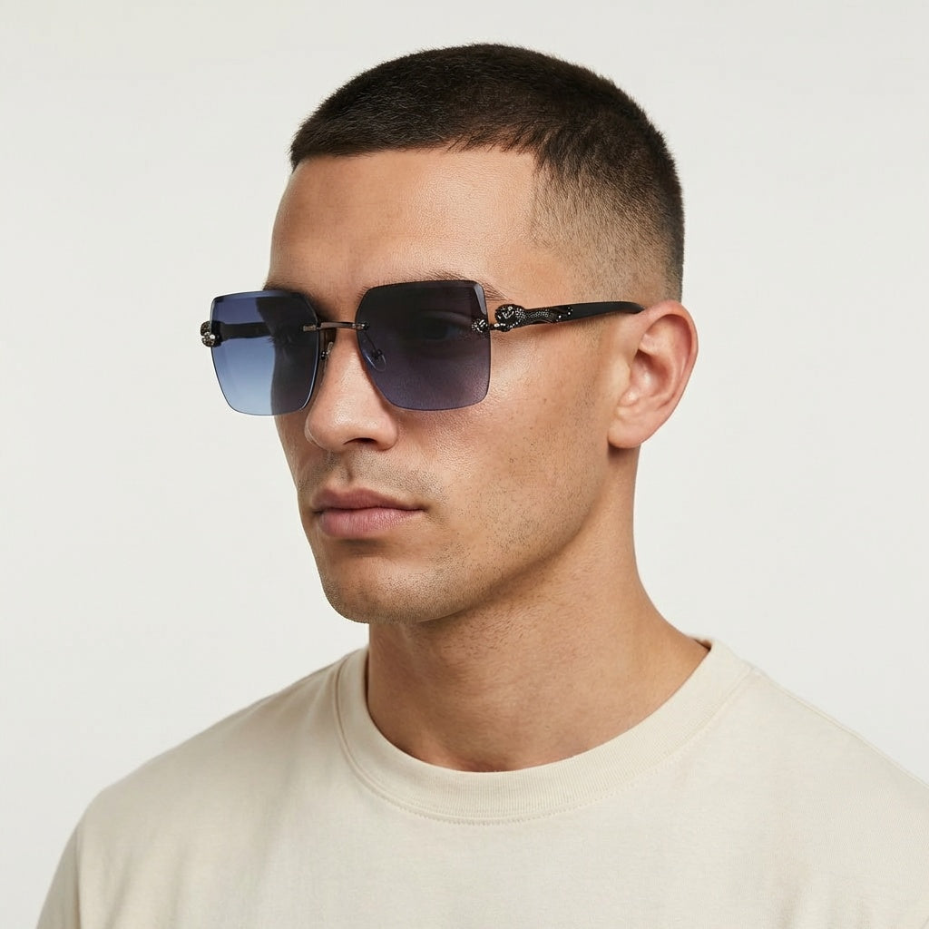 SQUARE RIMLESS BLUE SUNGLASSES SUN193 J3054