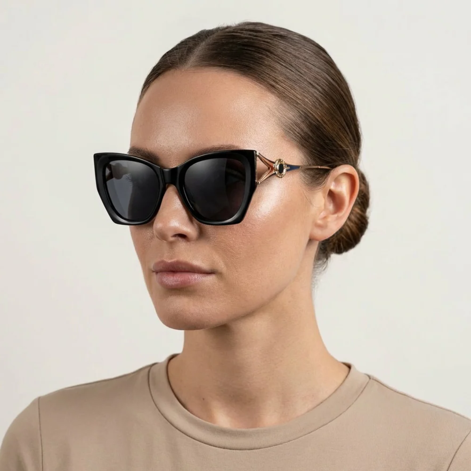 CAT-EYE BLACK SUNGLASSES SUN133 F3007