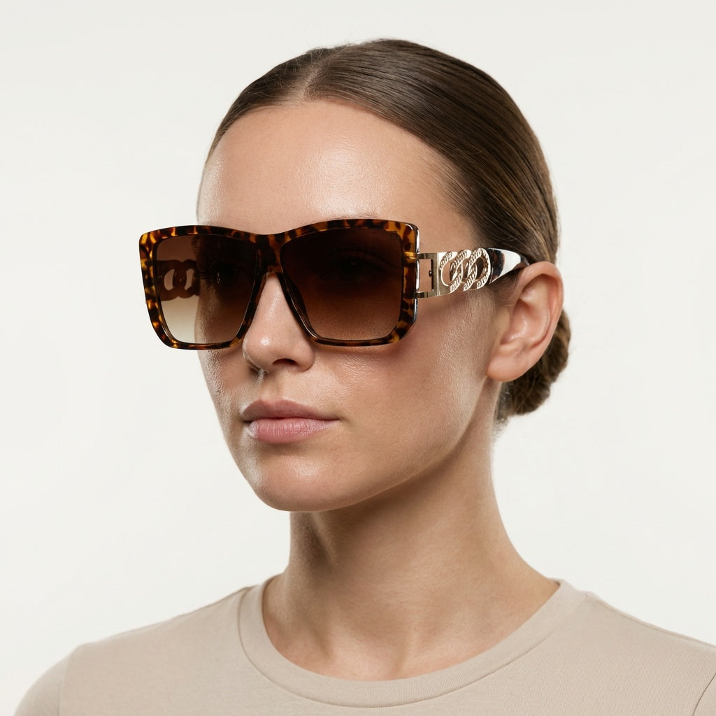 SQUARE BROWN TORTOISE SUNGLASSES SUN184 F3133