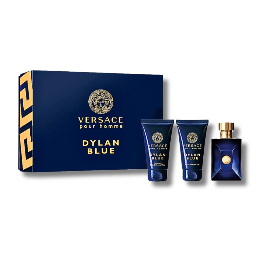 Versace Dylan Blue Travel Gift Set Eau De Toilette 0.17OZ (Bath & Shower Gel and After Shave Balm 0.8 OZ) For Men