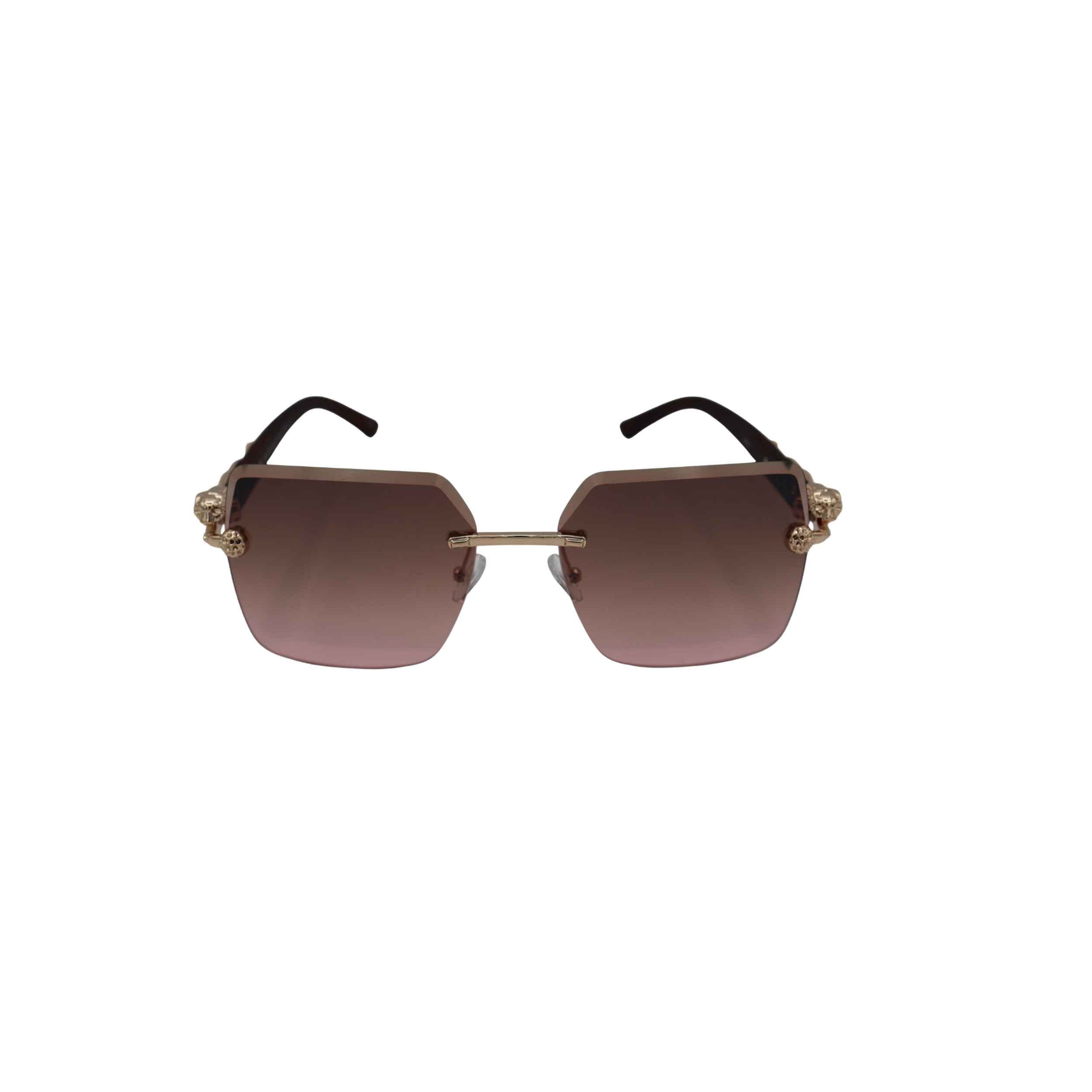 SQUARE RIMLESS BROWN SUNGLASSES SUN196 J3054