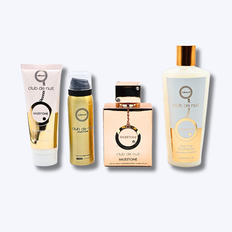 Armaf Club De Nuit Milestone Gift Set(Shower Gel 3.4 Bodyspray 1.7 Parfum 3.6 Shampoo 8.4)Fl.OZ For Unisex