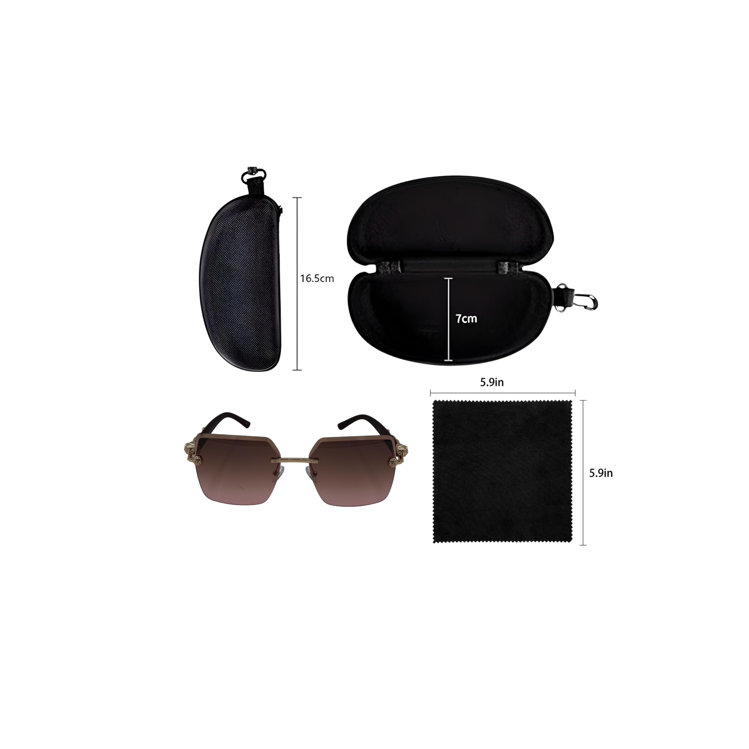 SQUARE RIMLESS BROWN SUNGLASSES SUN196 J3054