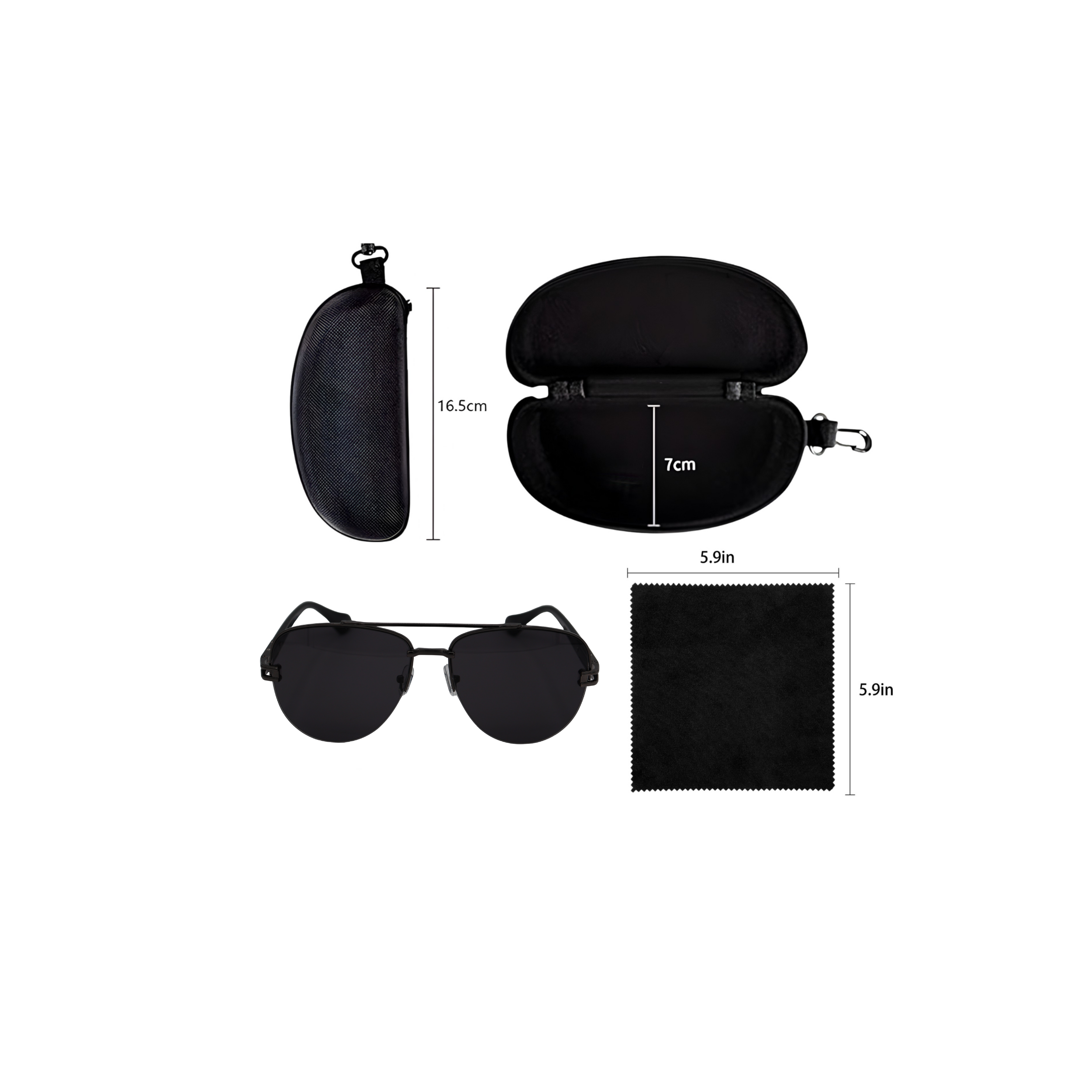 AVIATOR BLACK SUNGLASSES SUN187 J3051