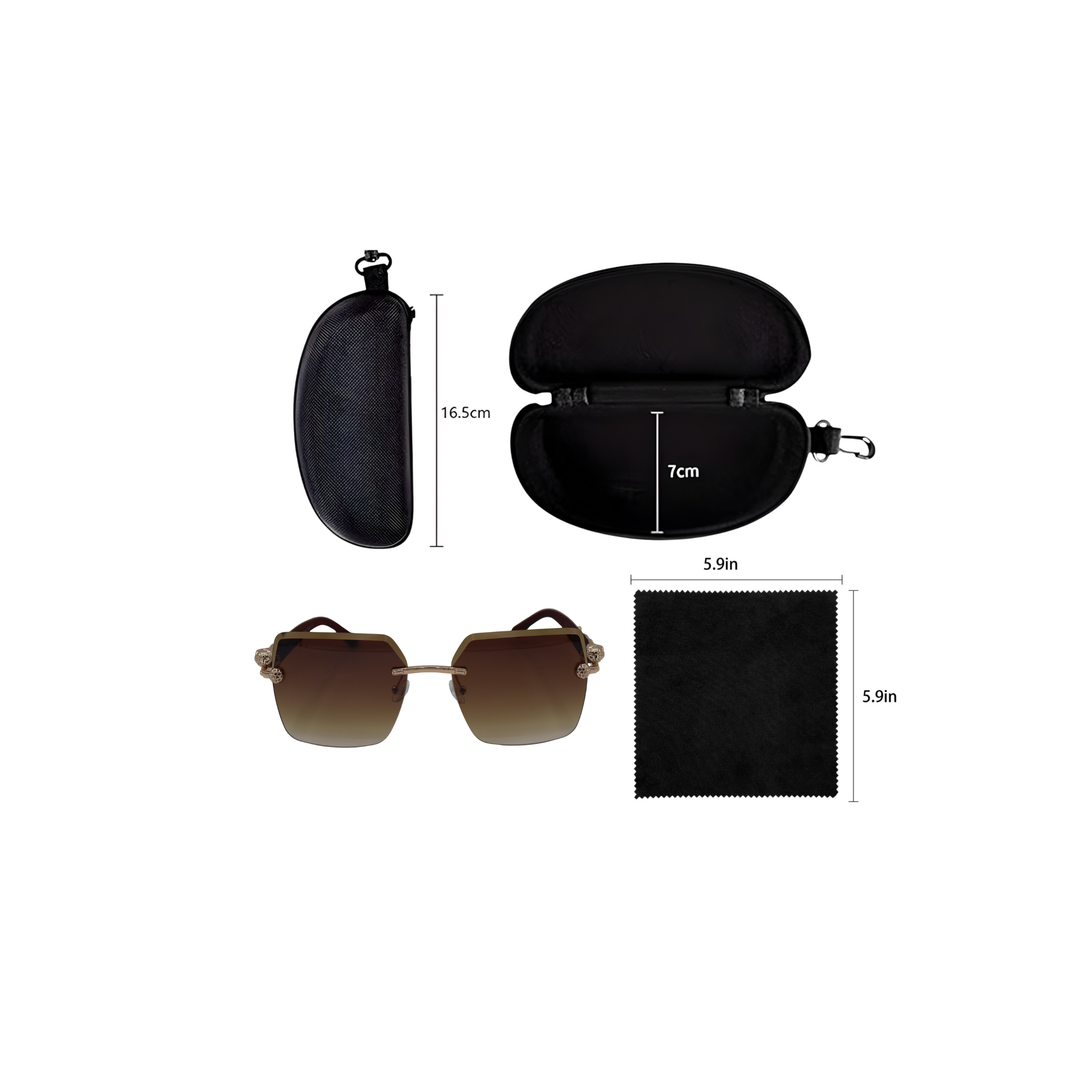 SQUARE RIMLESS LIGHT BROWN SUNGLASSES SUN194 J3054