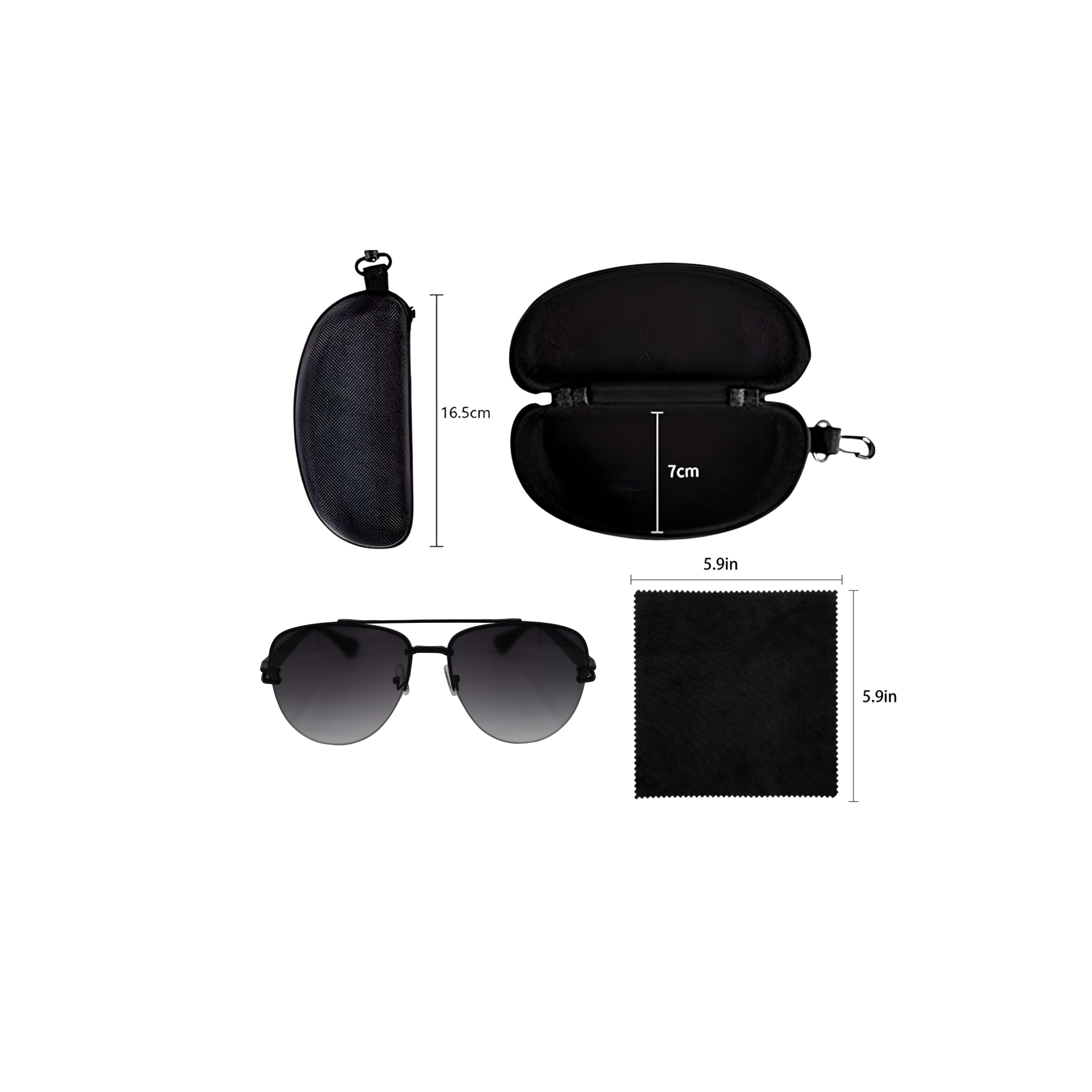 AVIATOR BLACK SUNGLASSES SUN190 J3051