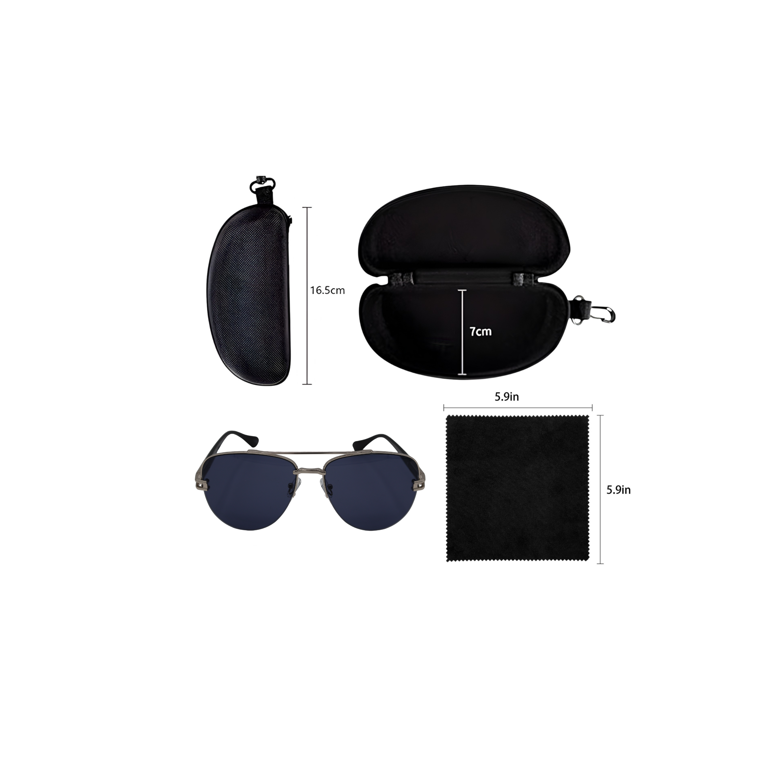 AVIATOR BLACK SUNGLASSES SUN189 J3051