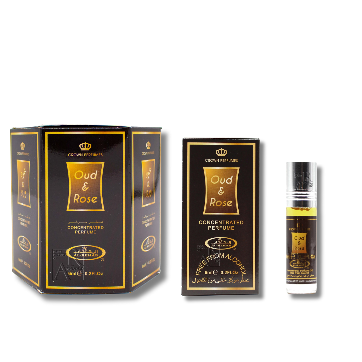 Al Rehab Oud Rose Roll On Perfume 6Pcs x For Unisex