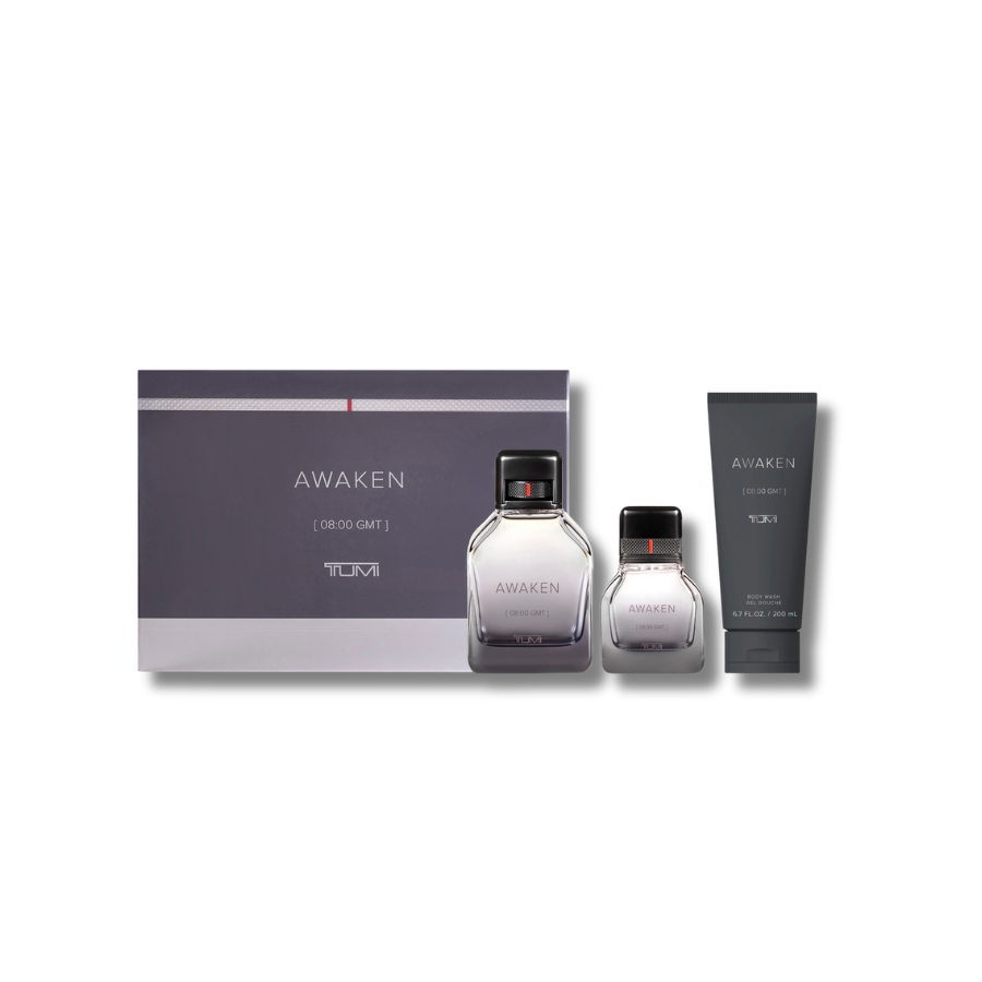 Tumi Awaken Gift Set For Men EDP 3.4FL.OZ & 1.0 EDP, Body Wash 6.7FL.OZ For Men
