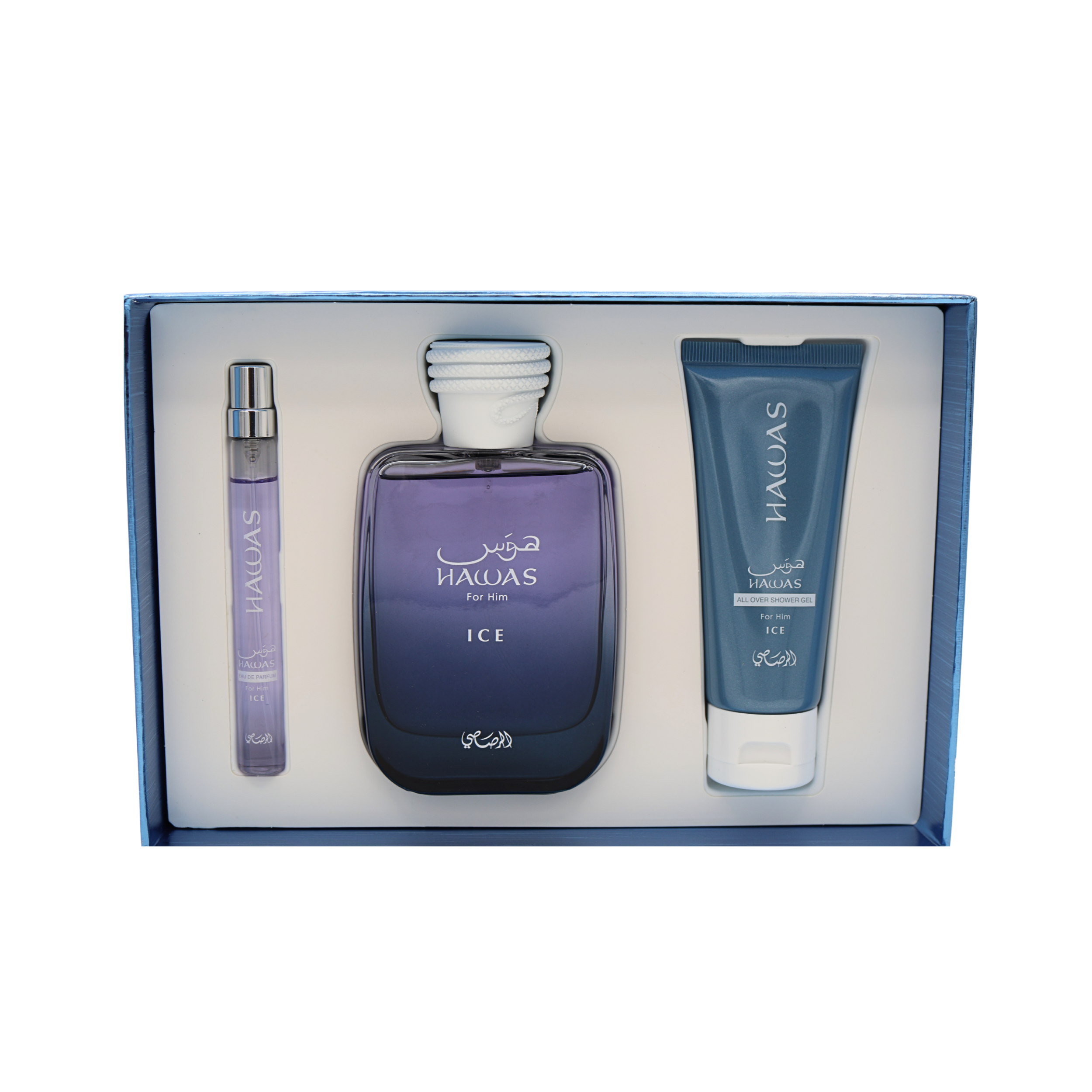RASASI Hawas Ice Gift Set (100ml EDP + 10ml + Shower Gel) for Men