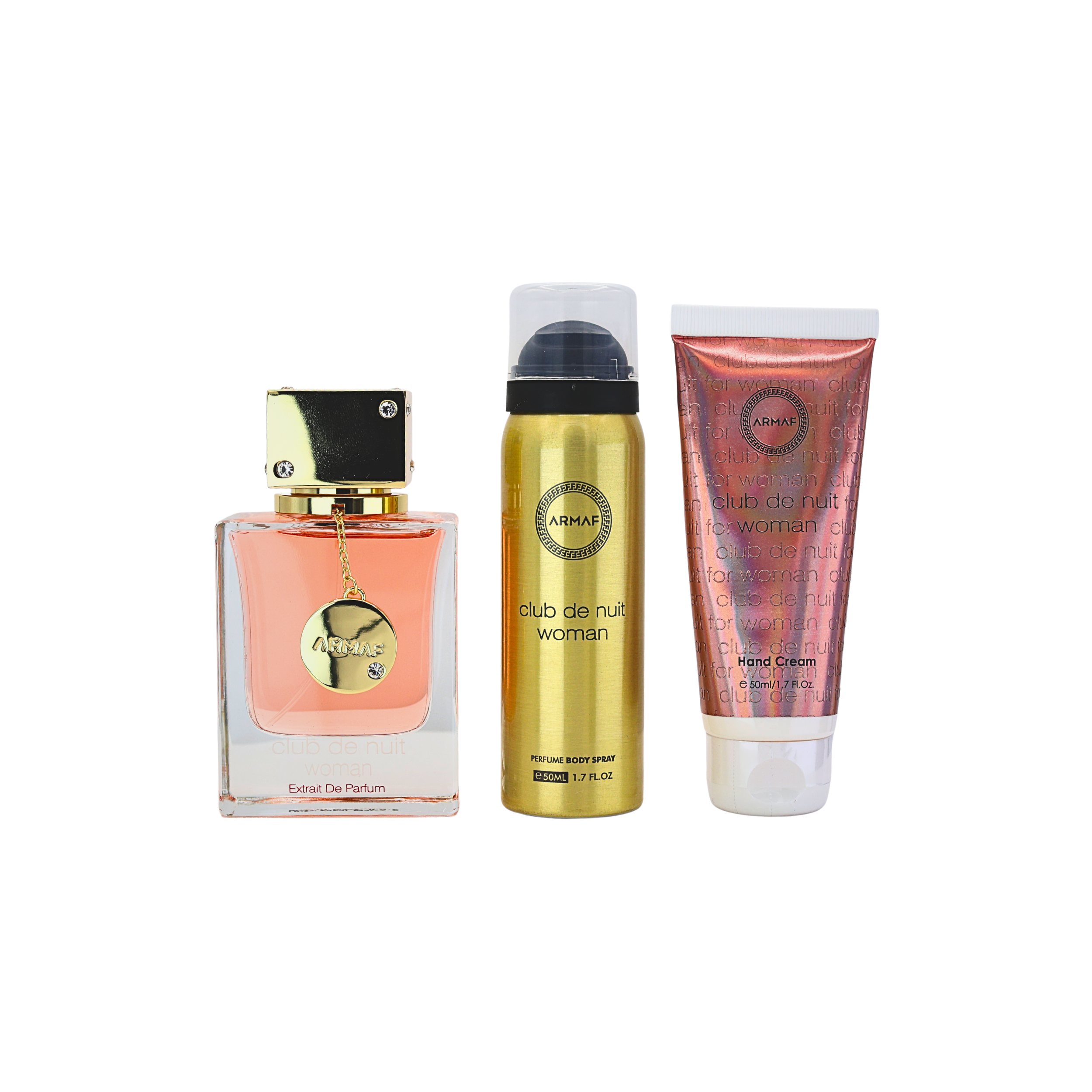 Armaf Club De Nuit Woman 3 Pcs Travel Pack with Pouch 2.3fl.oz Extrai De Parfum, 1.7fl.oz Body Spray