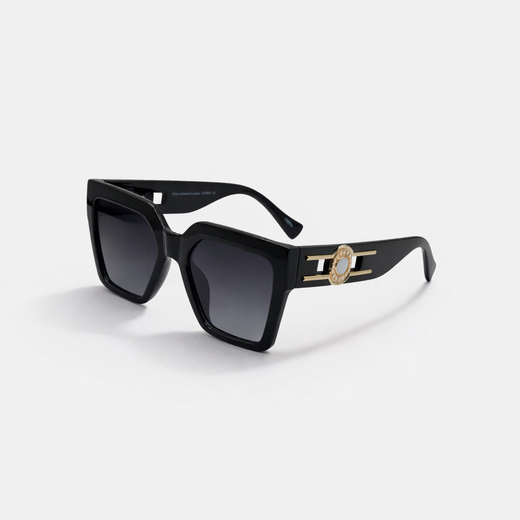 SQUARE BLACK SUNGLASSES SUN164 F3028