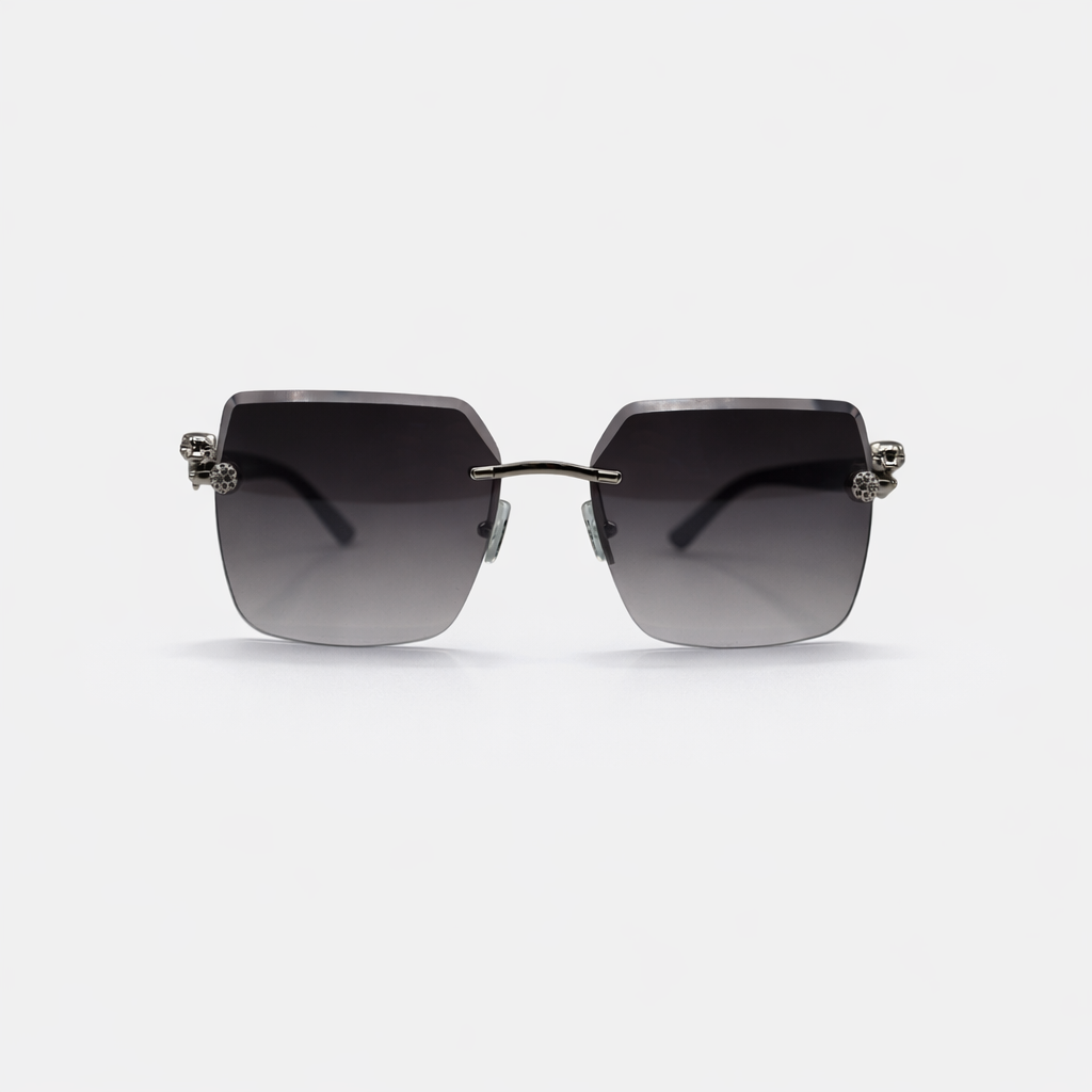 SQUARE RIMLESS BLACK SUNGLASSES SUN195 J3054