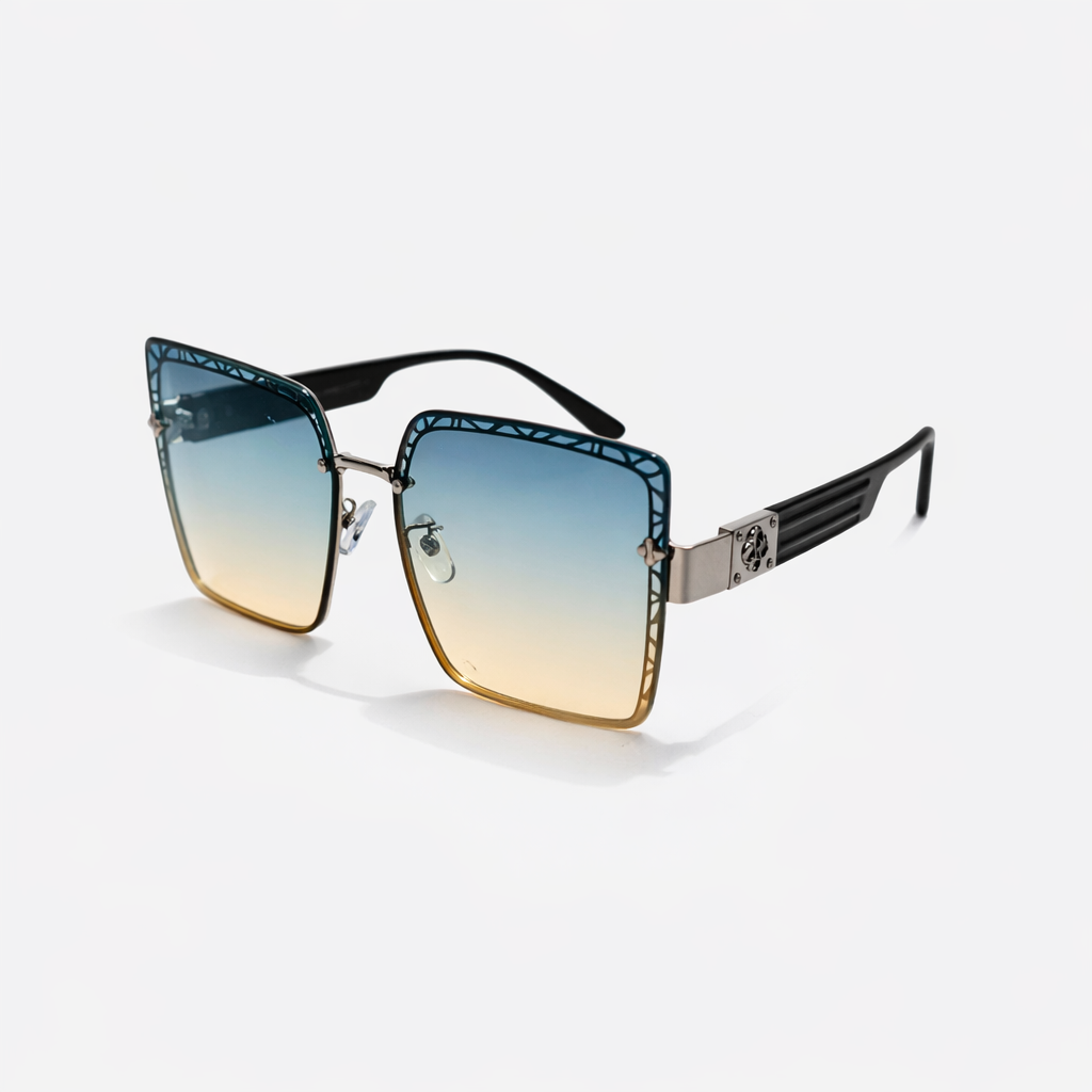 SQUARE OVERSIZED LIGHT GREEN SUNGLASSES SUN130 J3039