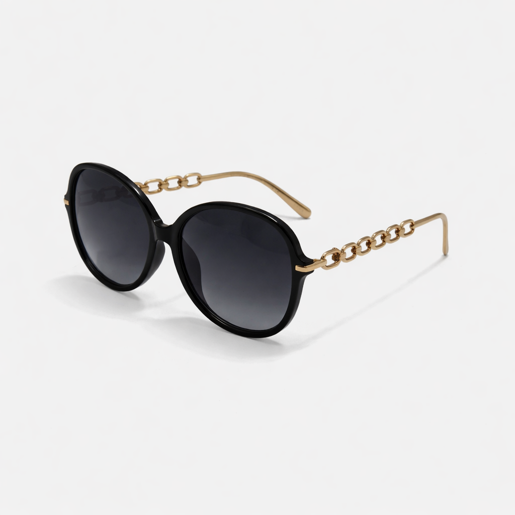 OVAL BLACK SUNGLASSES SUN142 F3009