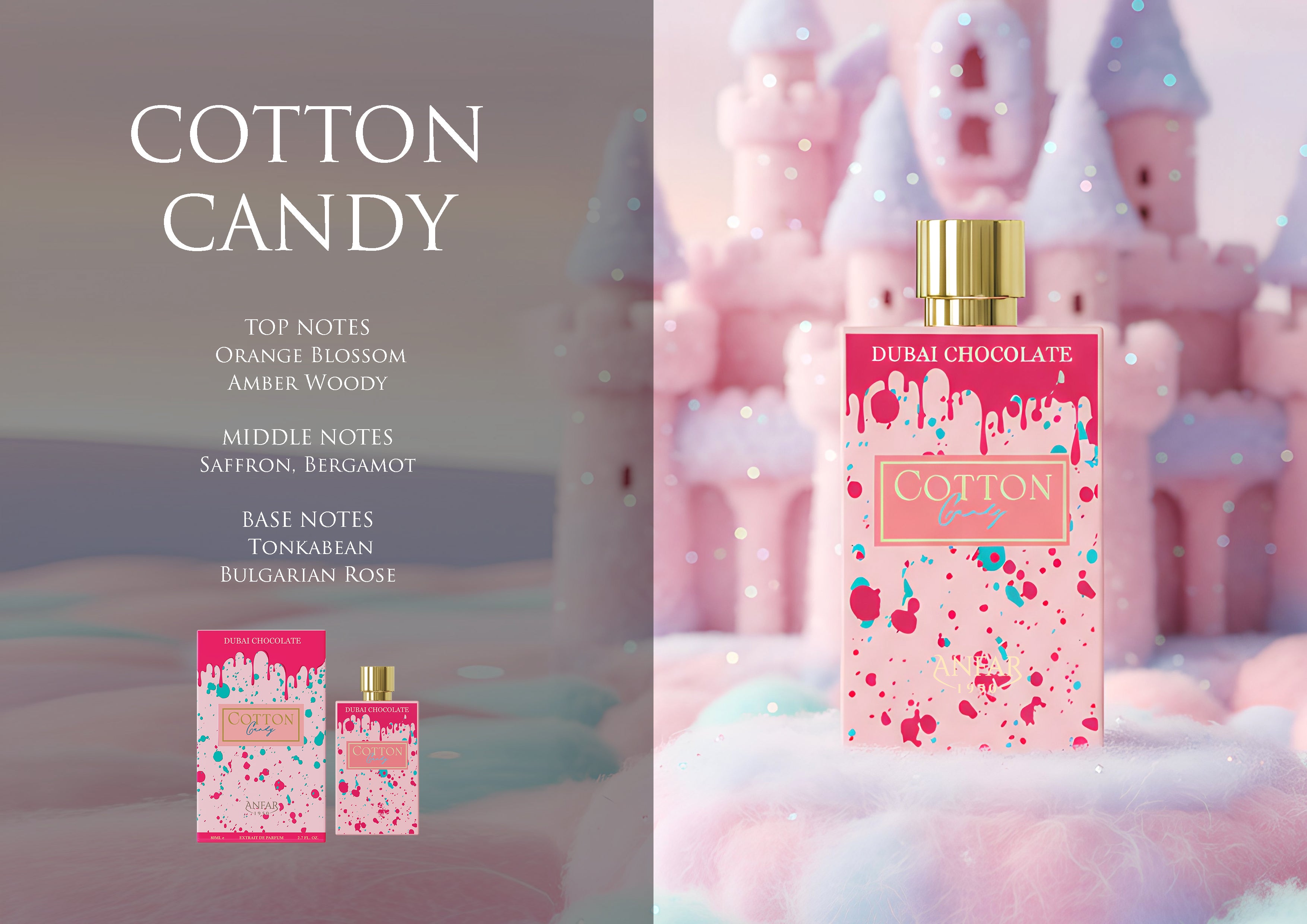 Anfar Cotton Candy Dubai Chocolate Extrait De Parfum 2.7FL.OZ