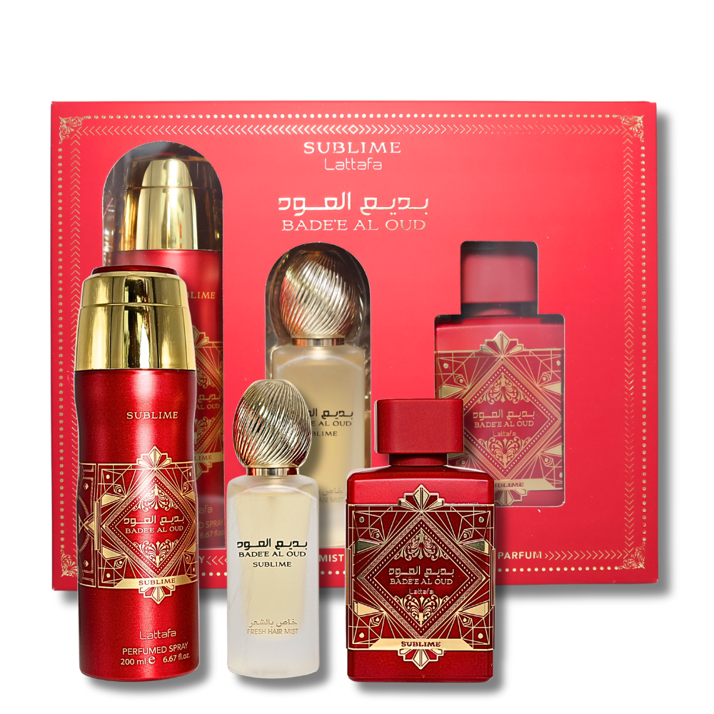 LATTAFA BADEE AL OUD SUBLIME GIFT SET - EAU DE PARFUM 3.4FL.OZ | 100ML , PERFUME SPRAY 6.7FL.OZ | 200ML