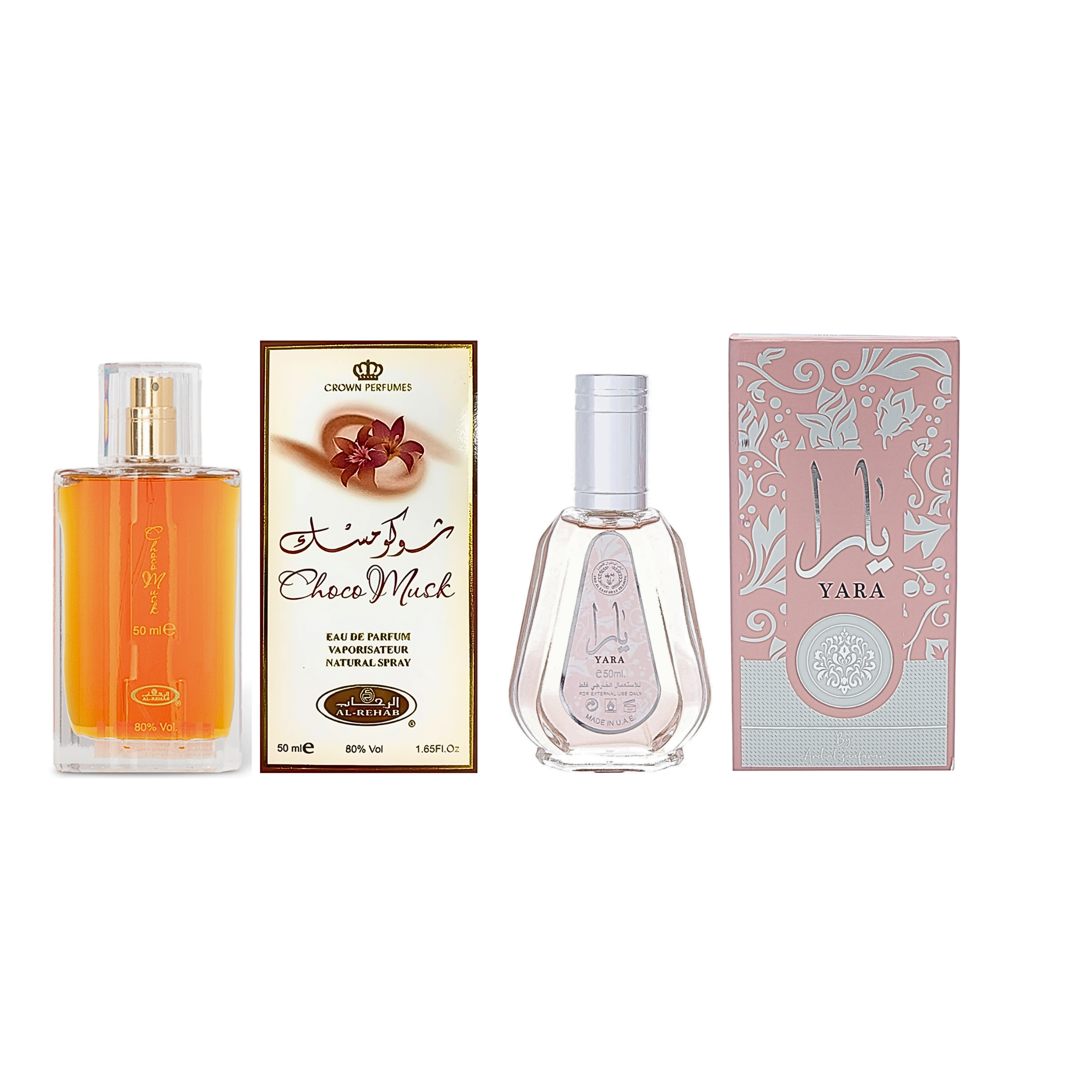 Al Rehab Choco Musk EDP 1.65FL.OZ & Ard Al Zaafaran Yara EDP 1.7FL.OZ