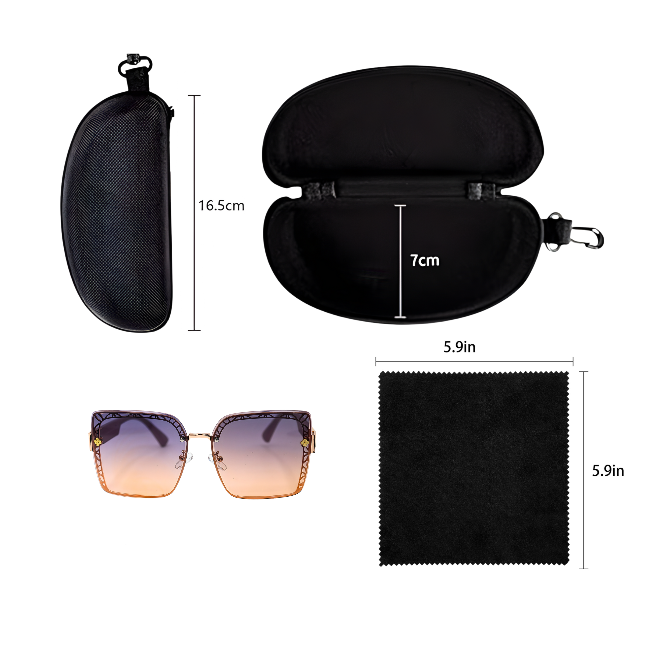 GAFAS DE SOL CUADRADAS DE GRAN TAMAÑO, MORADA Y ORO ROSA SUN132 J3039