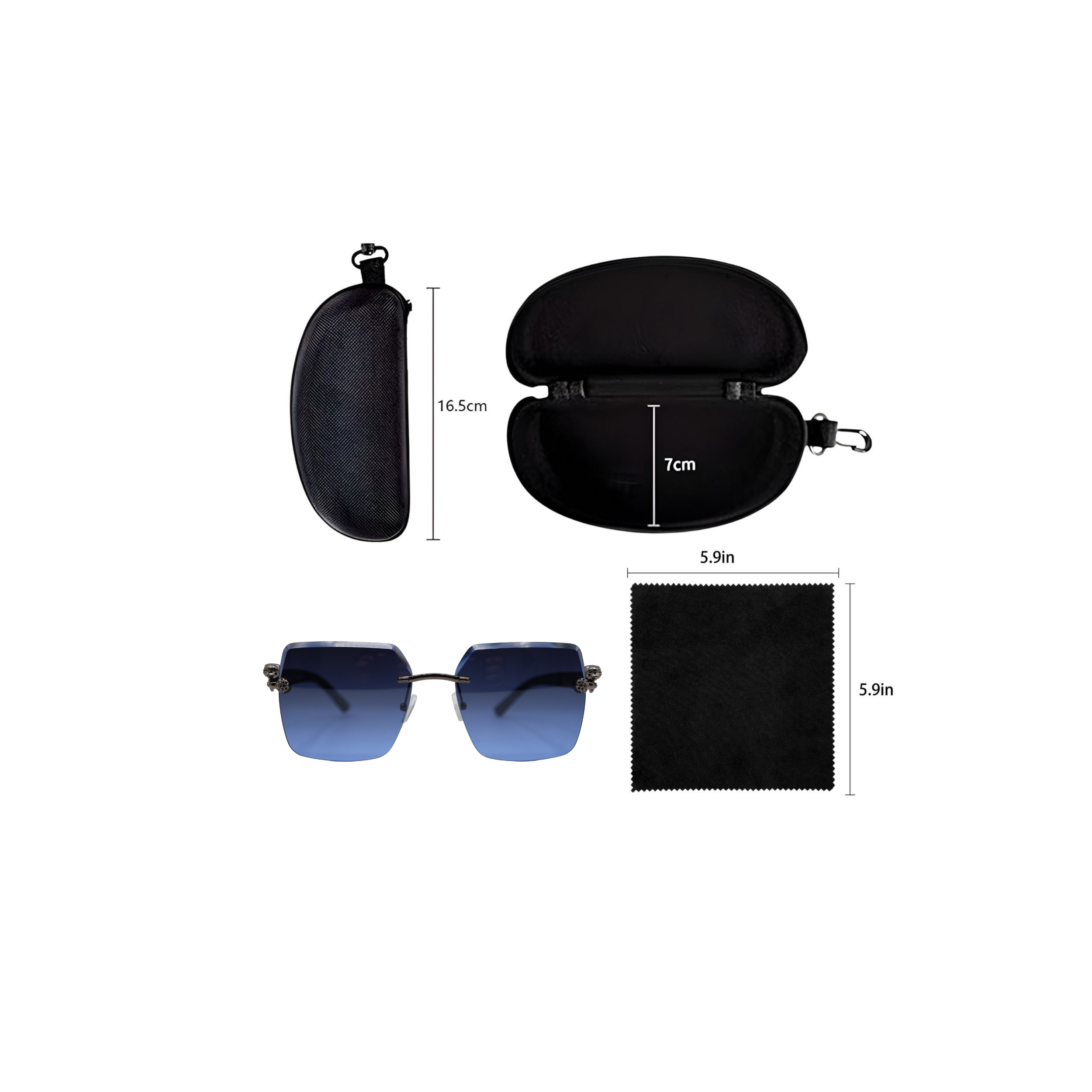 SQUARE RIMLESS BLUE SUNGLASSES SUN193 J3054