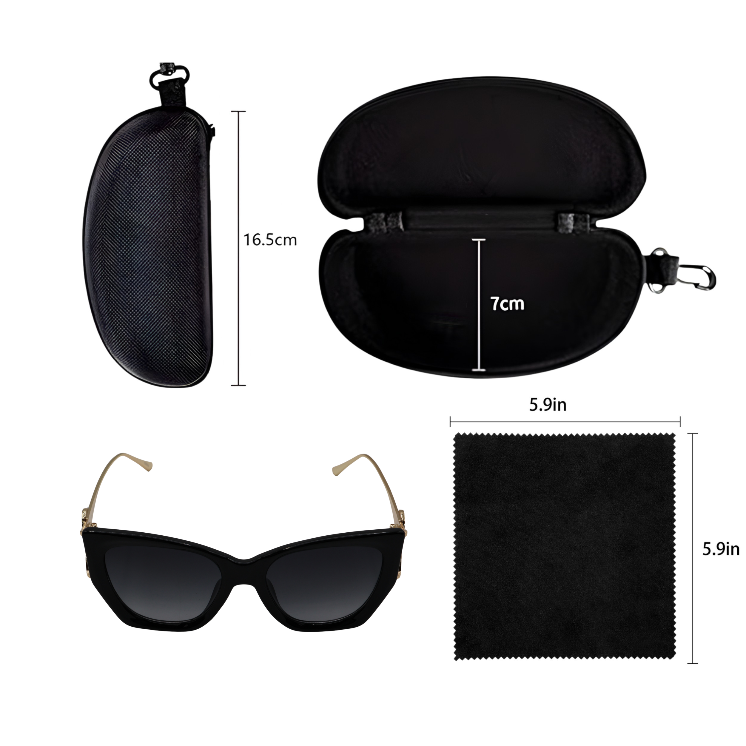 CAT-EYE BLACK/BLUE SUNGLASSES SUN133 F3007