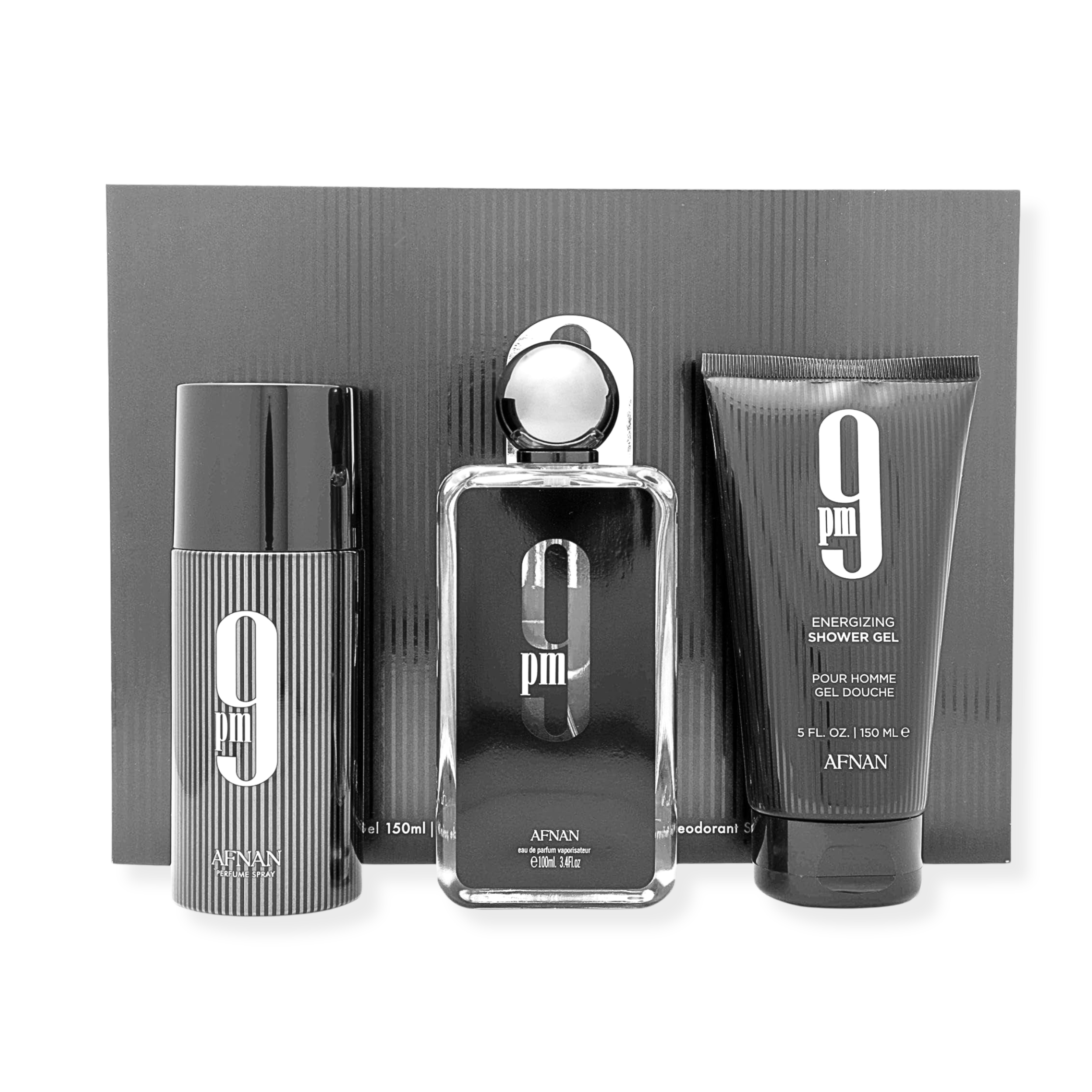 Afnan 9PM EDP 3.4FL.OZ, Shower Gel 6.0FL.OZ & Deodorant 6.4FL.OZ For Men