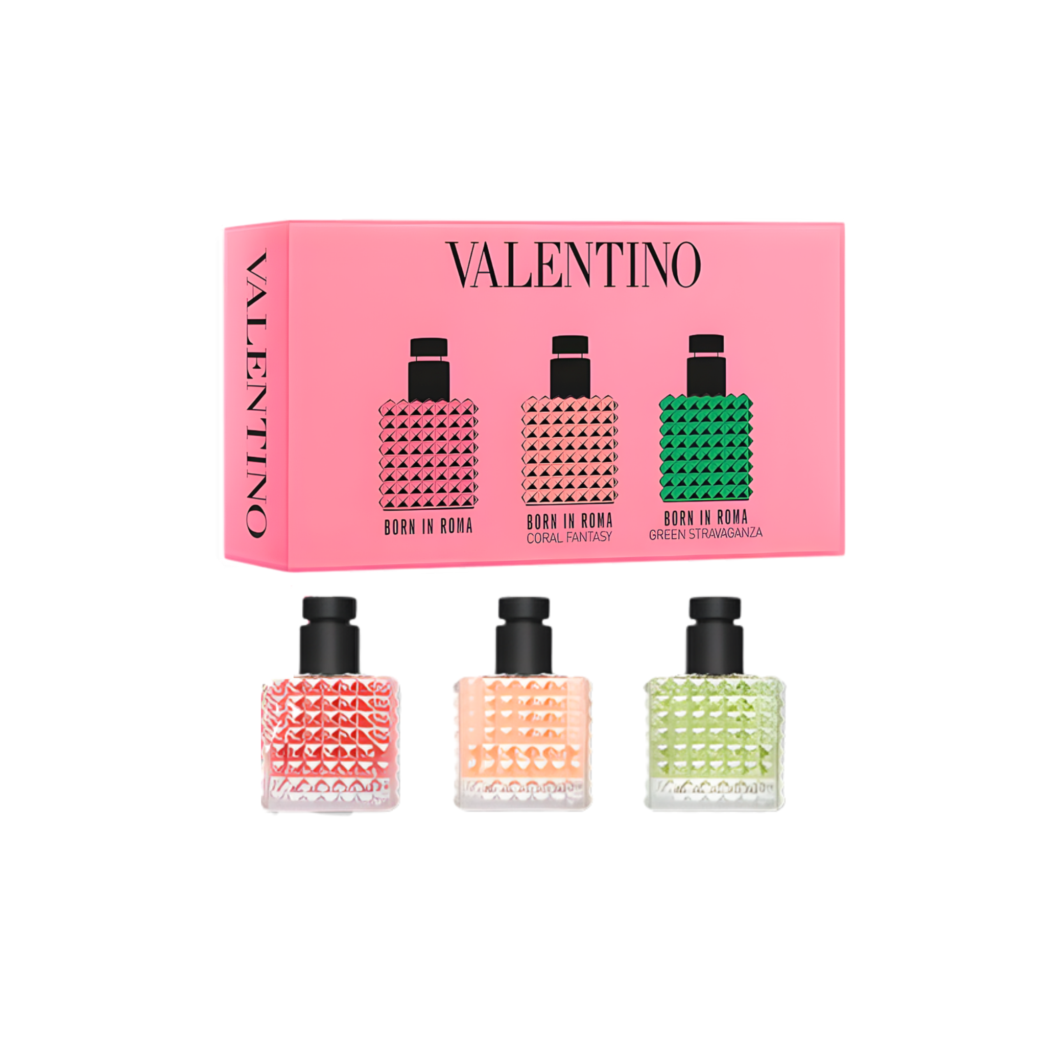 VALENTINO 3 PC MINI SET (BORN IN ROMA, CORAL FANTASY, GREEN STRAVAGANZ