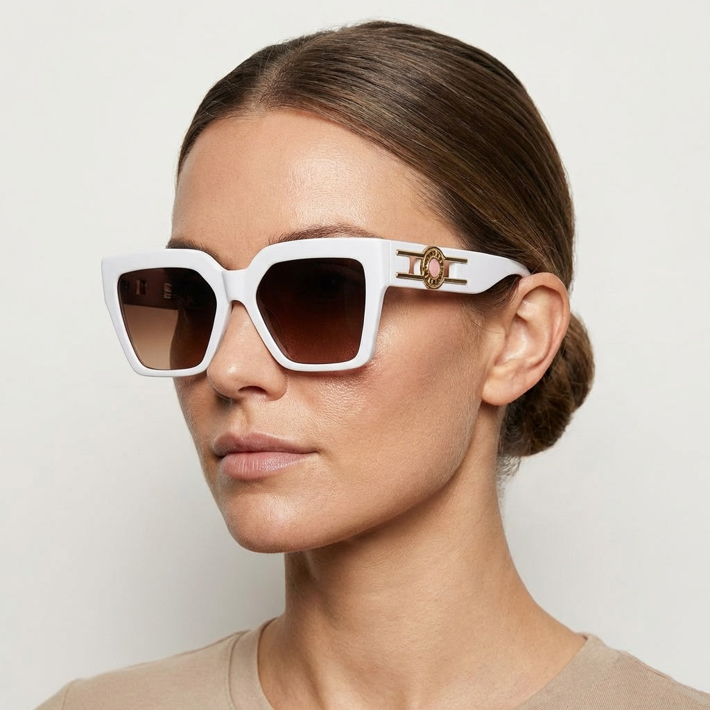 SQUARE WHITE SUNGLASSES SUN162 F3028