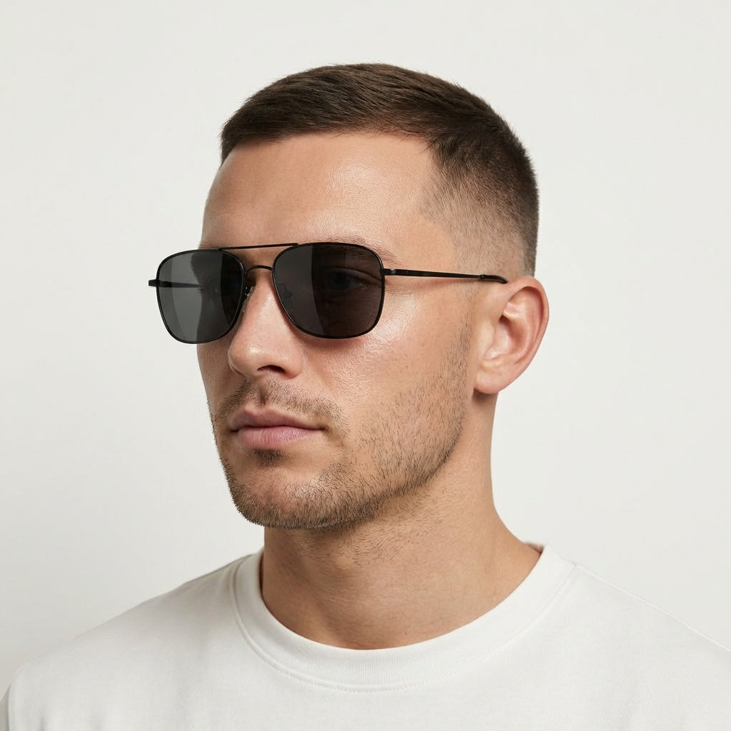 AVIATOR LIGHT BLACK SUNGLASSES SUN123 J3046