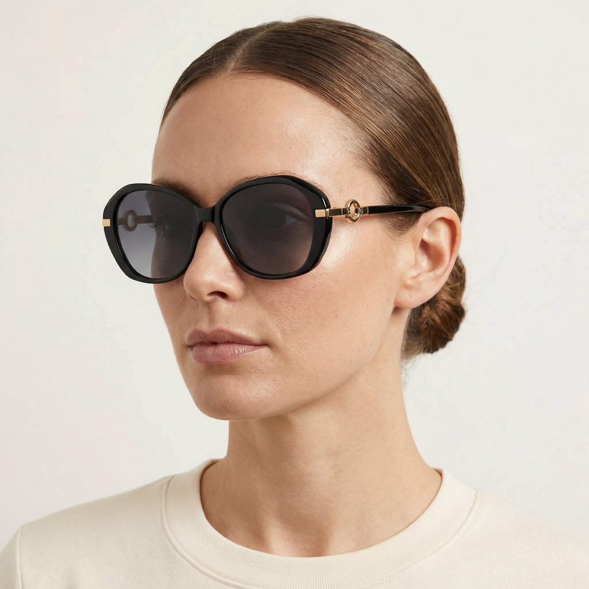 OVAL BLACK SUNGLASSES SUN112 F3036