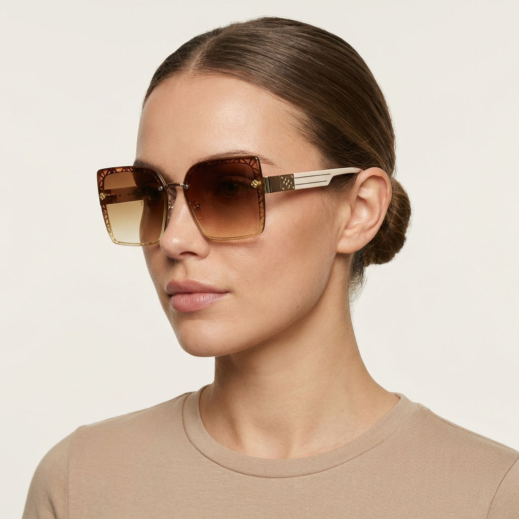SQUARE OVERSIZED BROWN SUNGLASSES SUN127 J3039