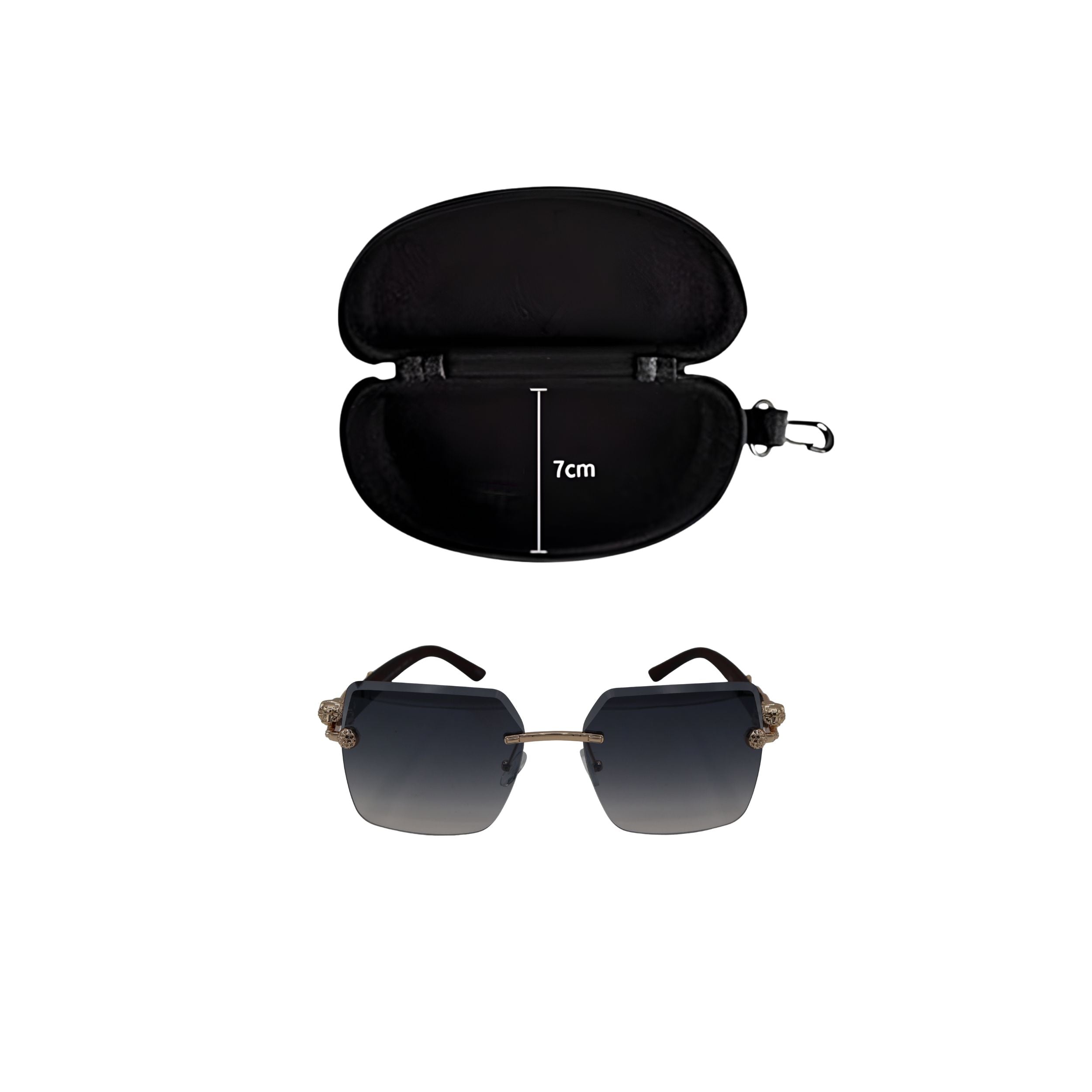 SQUARE RIMLESS LIGHT BLACK SUNGLASSES SUN197 J3054