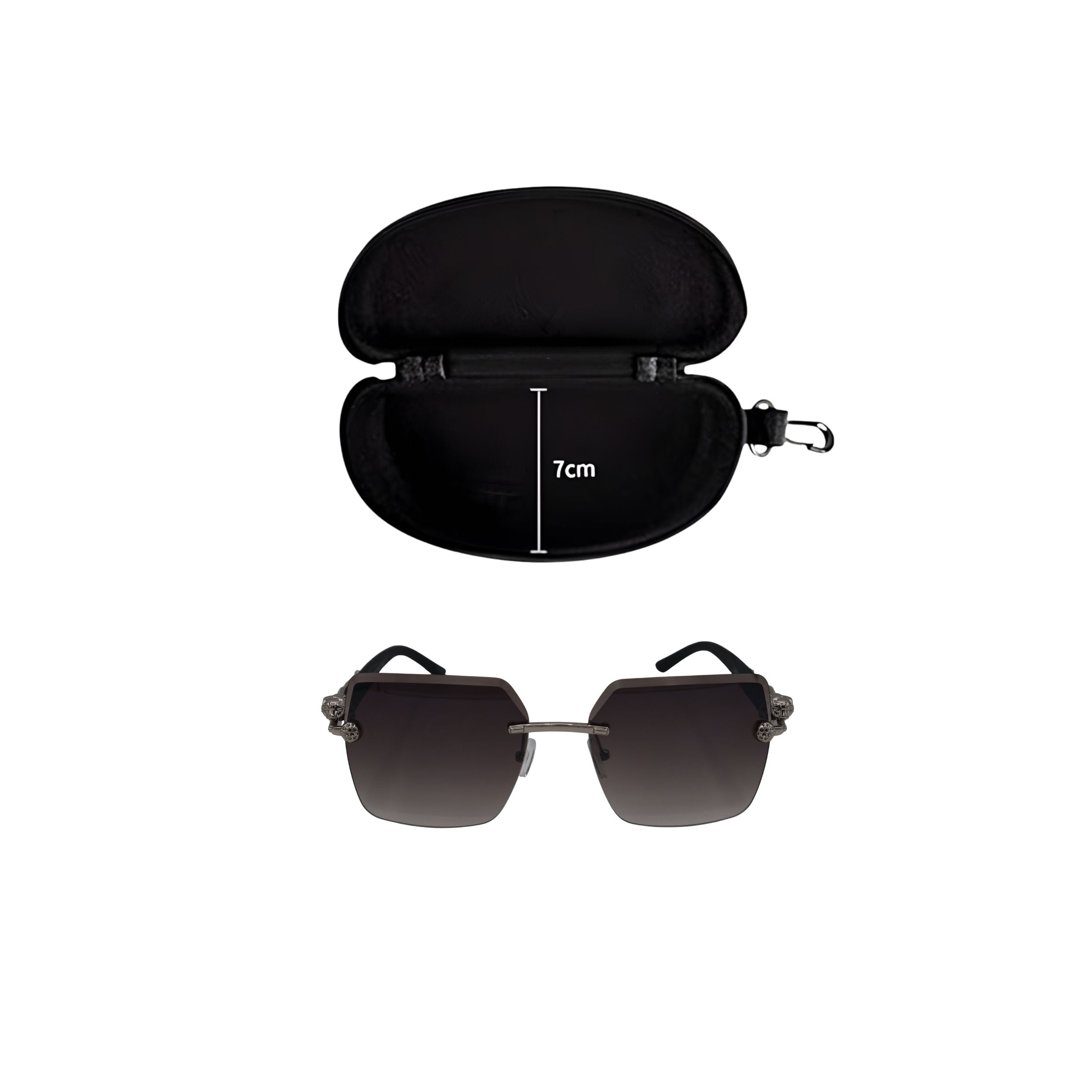 SQUARE RIMLESS BLACK SUNGLASSES SUN195 J3054