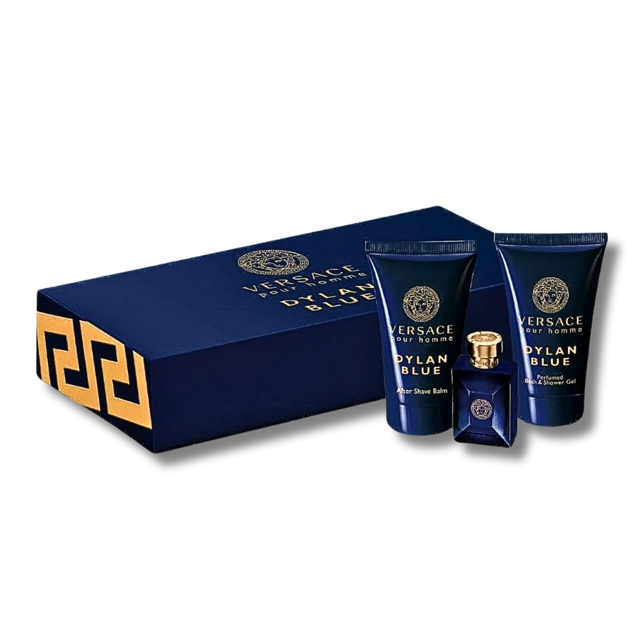 VERSACE DYLAN BLUE TRAVEL GIFT SET ETP / BATH & SHOWER GEL / AFTER SHAVE BALM