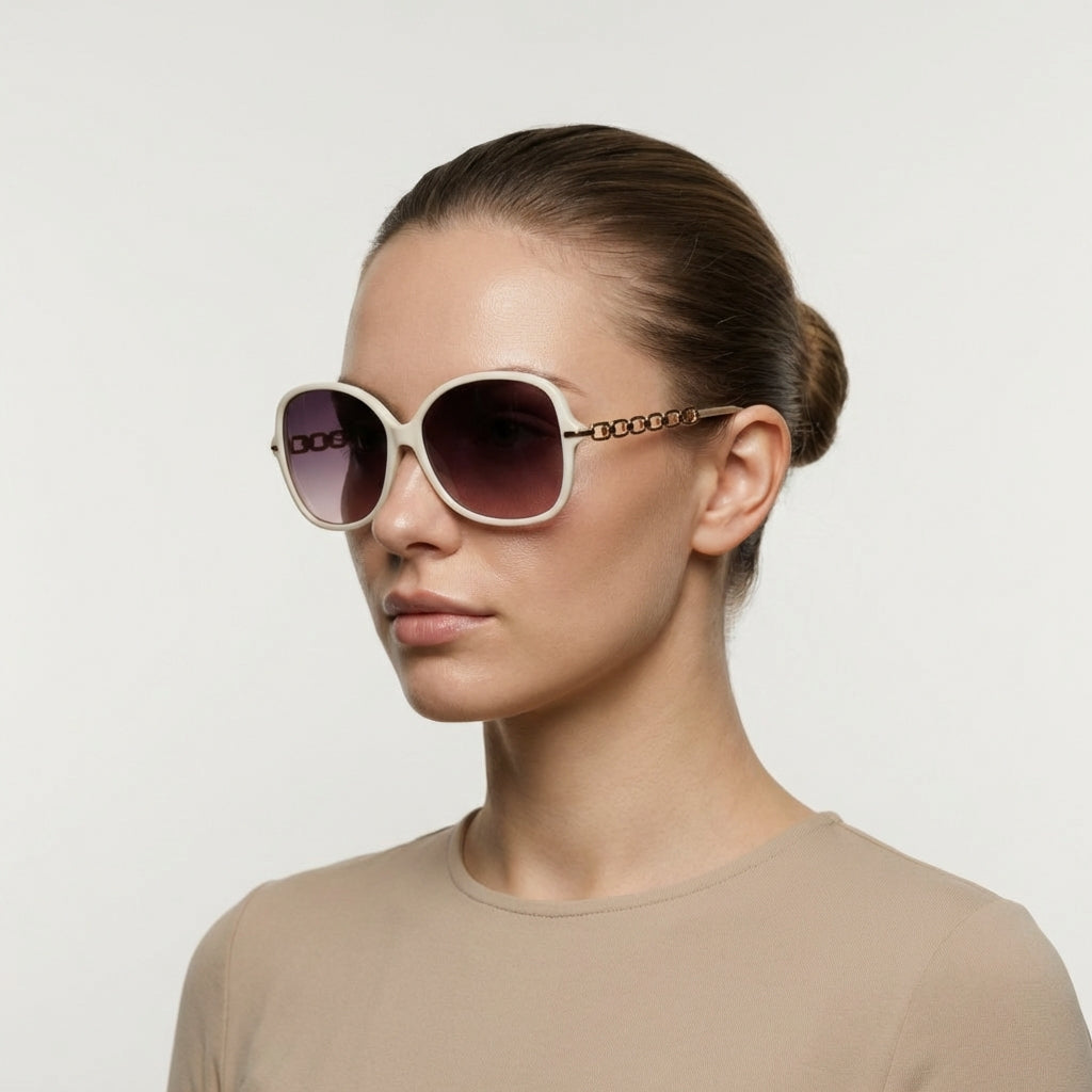 OVAL WHITE SUNGLASSES SUN139 F3009