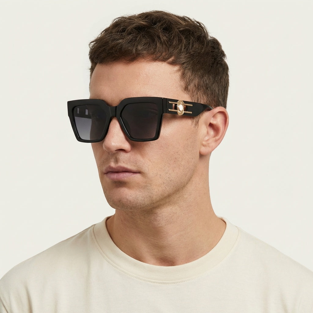 SQUARE BLACK SUNGLASSES SUN164 F3028