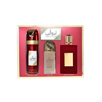 Asdaaf Ameerat Al Arab Gift Set Eau De Parfum 3.4FL.OZ, Deoderant 6.67FL.OZ & Hair Mist