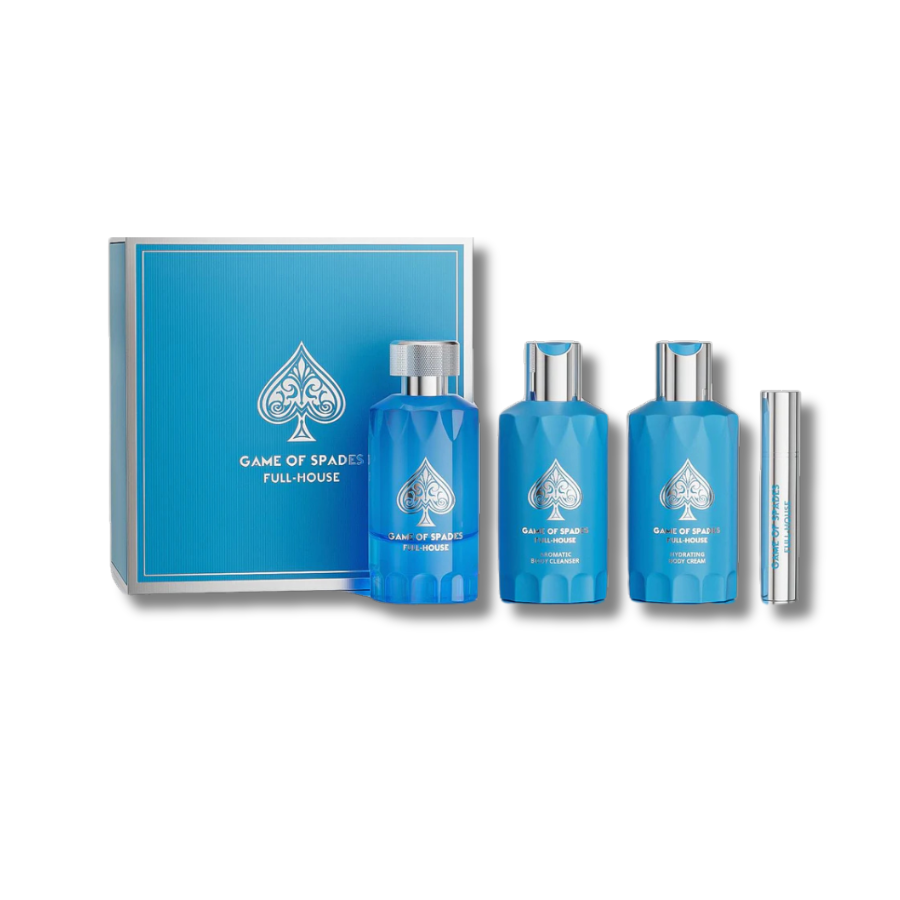 Game Of Spades Full House Gift Set Eau De Parfum 3.4FL.OZ, Body Cleanser 6.8FL.OZ & Body Cream 6.8FL.OZ