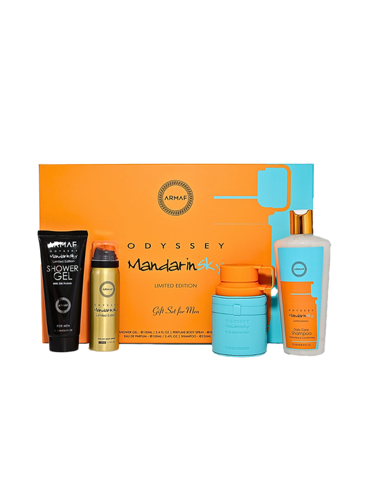 Armaf Odyssey Mandarin Sky Gift Set (EDP 3.4, Shower Gel 3.4, Body Spray 1.7 & Shampoo 8.4)FL.OZ