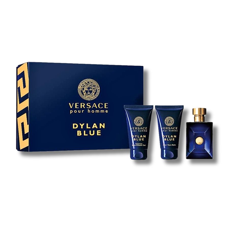 VERSACE DYLAN BLUE TRAVEL GIFT SET ETP / BATH & SHOWER GEL / AFTER SHAVE BALM