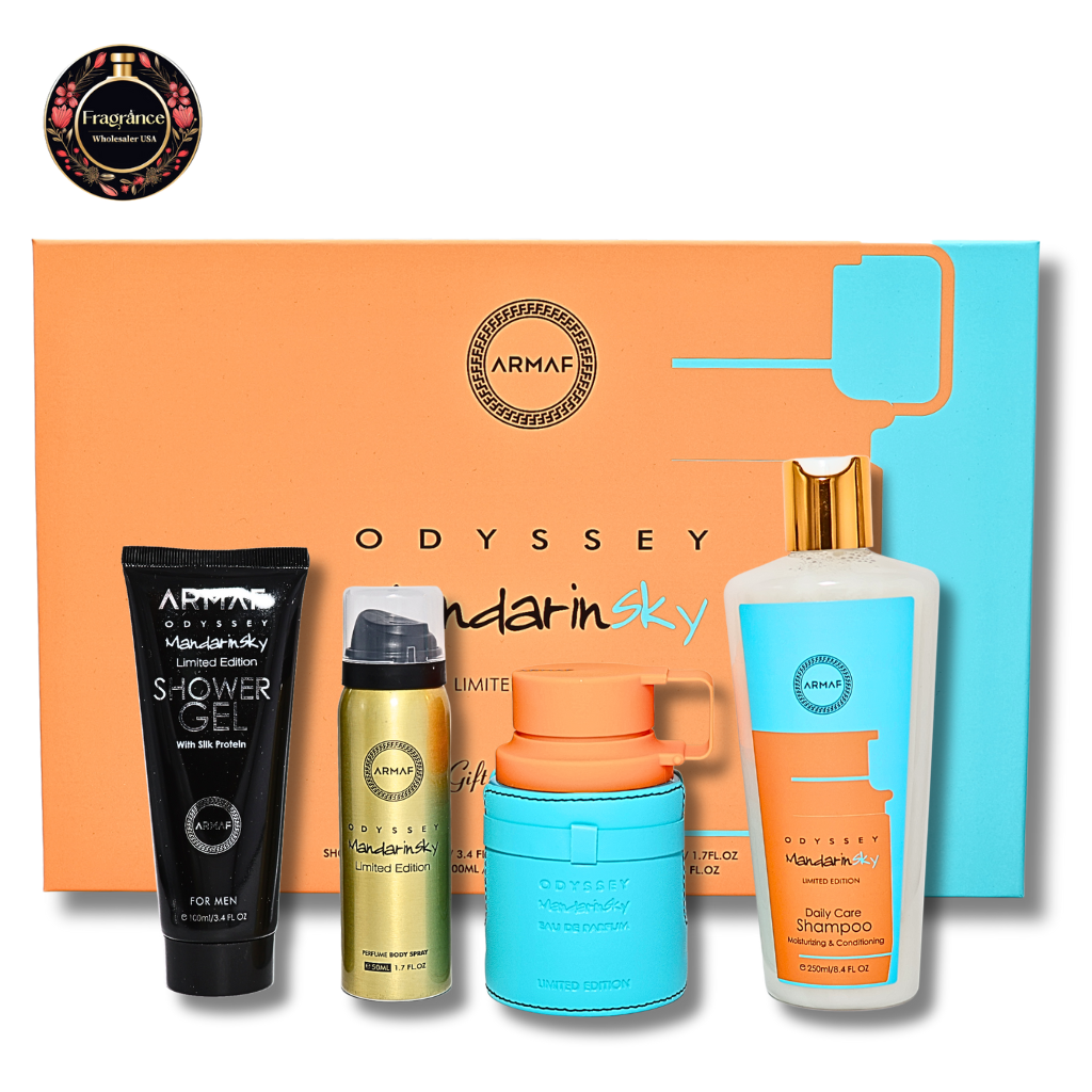 Armaf Odyssey Mandarin Sky Gift Set (EDP 3.4, Shower Gel 3.4, Body Spray 1.7 & Shampoo 8.4)FL.OZ