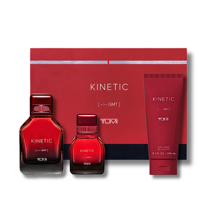 Tumi Kinetic Gift Set with EDP 3.4FL.OZ & 1.0FL.OZ and Body Wash 6.7FL.OZ For Men