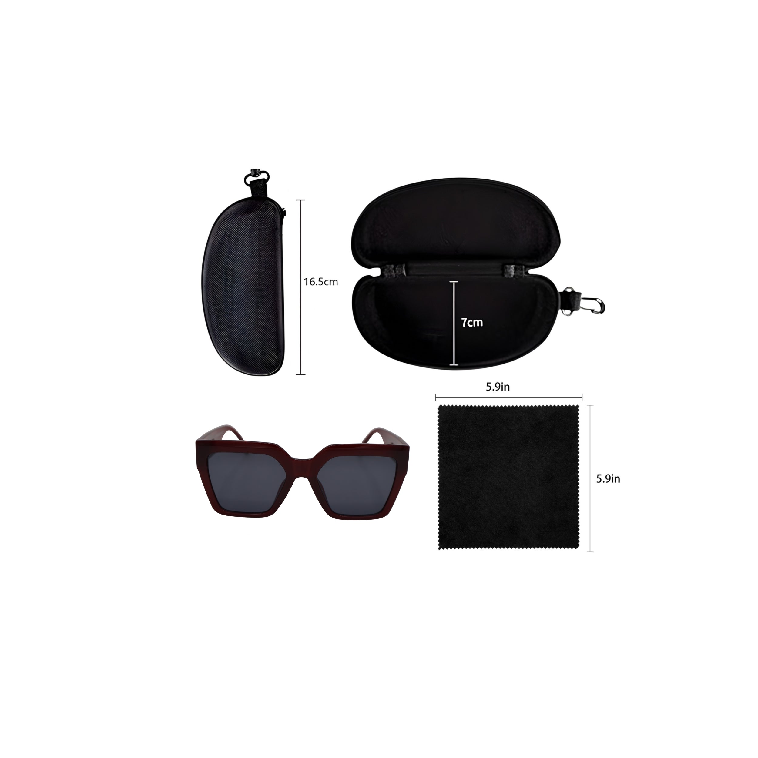 SQUARE MAROON SUNGLASSES SUN166 F3028